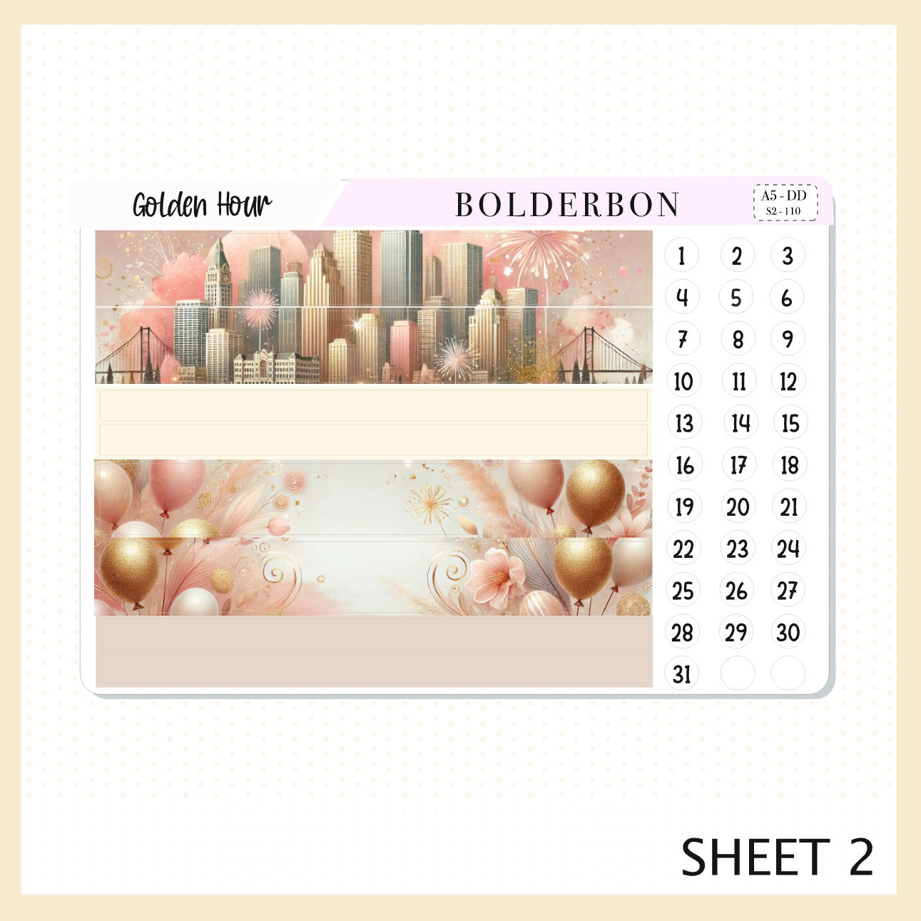 GOLDEN HOUR || A5 Daily Duo Planner Sticker Kit