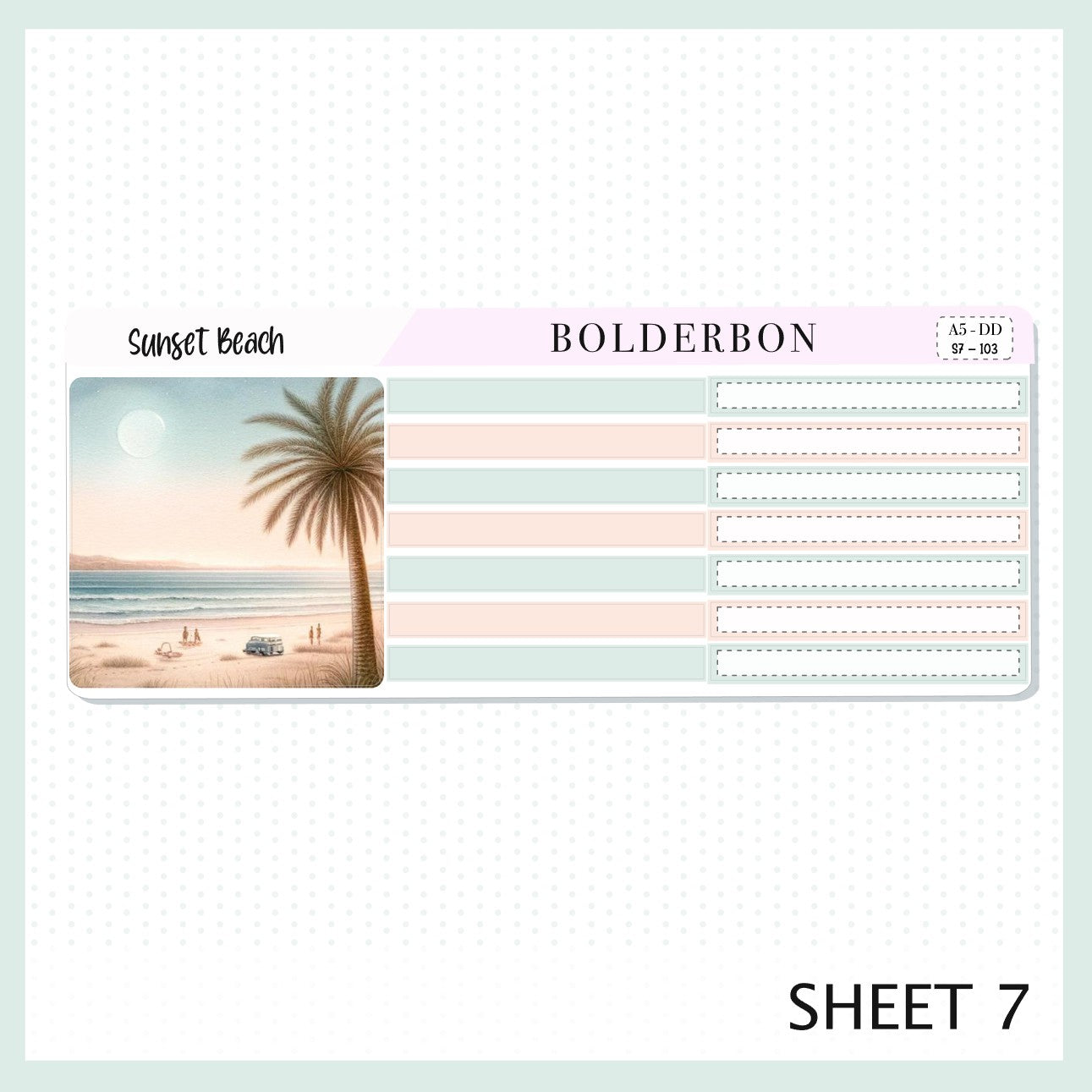 SUNSET BEACH || A5 Daily Duo Planner Sticker Kit