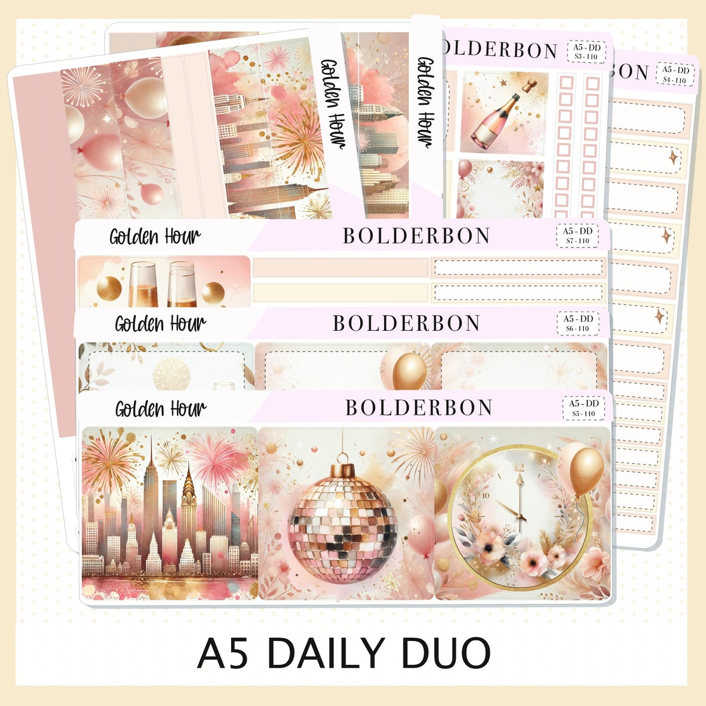 GOLDEN HOUR || A5 Daily Duo Planner Sticker Kit