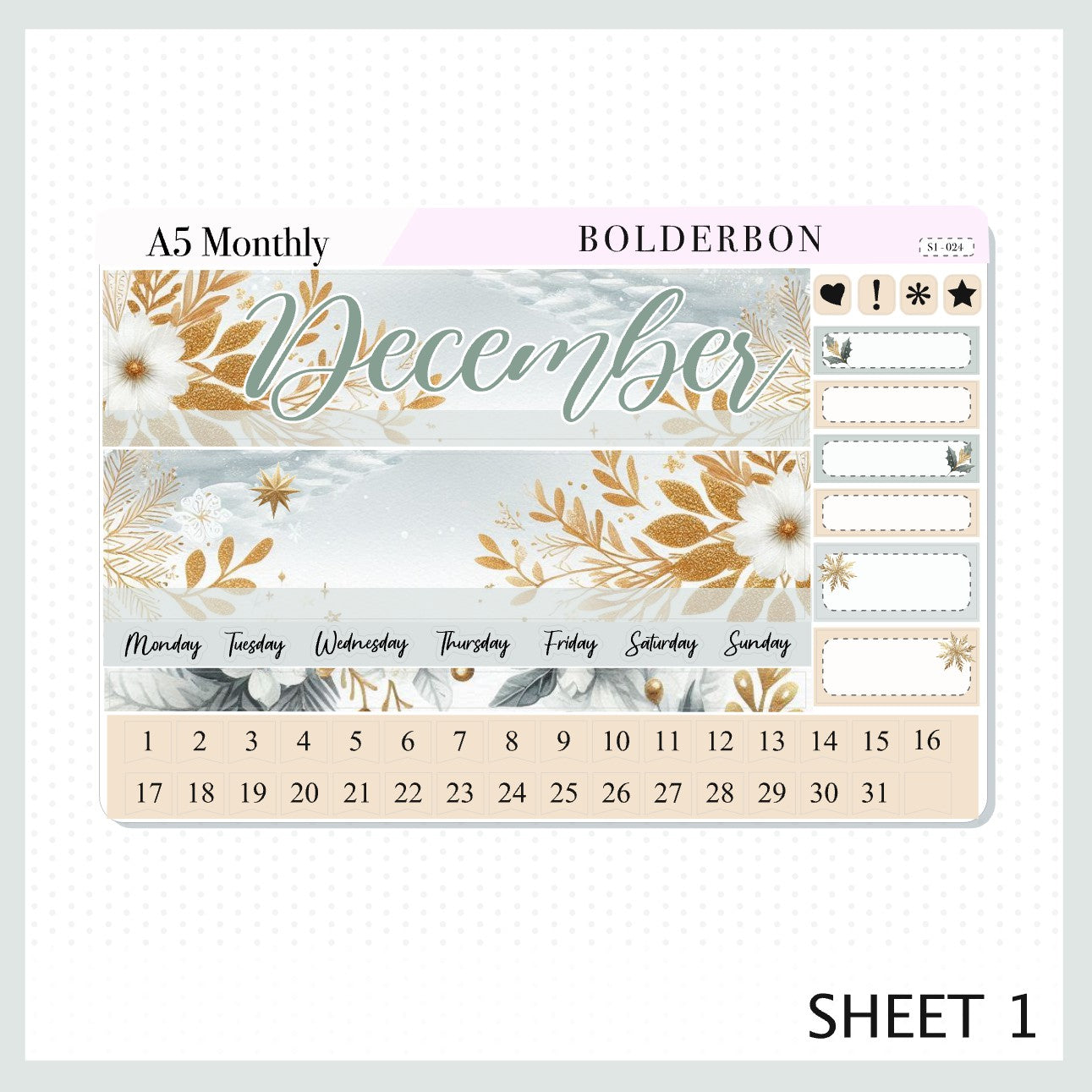 DECEMBER A5 MONTHLY KIT || Planner Stickers for Erin Condren