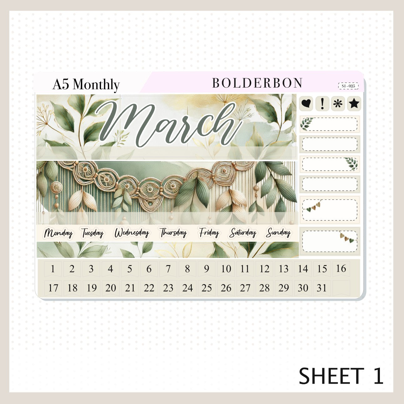 MARCH A5 MONTHLY KIT || Planner Stickers for Erin Condren