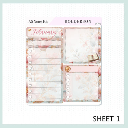 FEBRUARY A5 NOTES KIT || Compact Vertical, A5 Daily Duo, A5 Horizontal, Planner Stickers