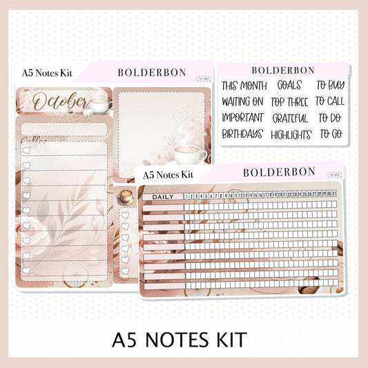 OCTOBER - A5 NOTES KIT || Compact Vertical, A5 Daily Duo, A5 Horizontal, Planner Stickers