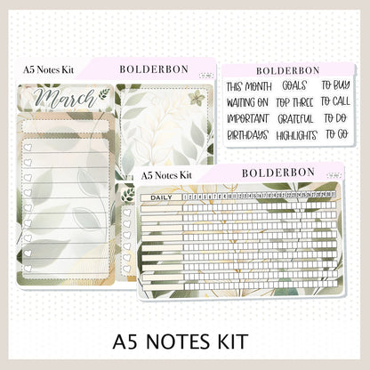 MARCH A5 NOTES KIT || A5 Planner Stickers, A5 Compact Vertical, A5Daily Duo, A5 Horizontal