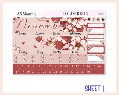 NOVEMBER A5 MONTHLY KIT || Planner Stickers for Erin Condren