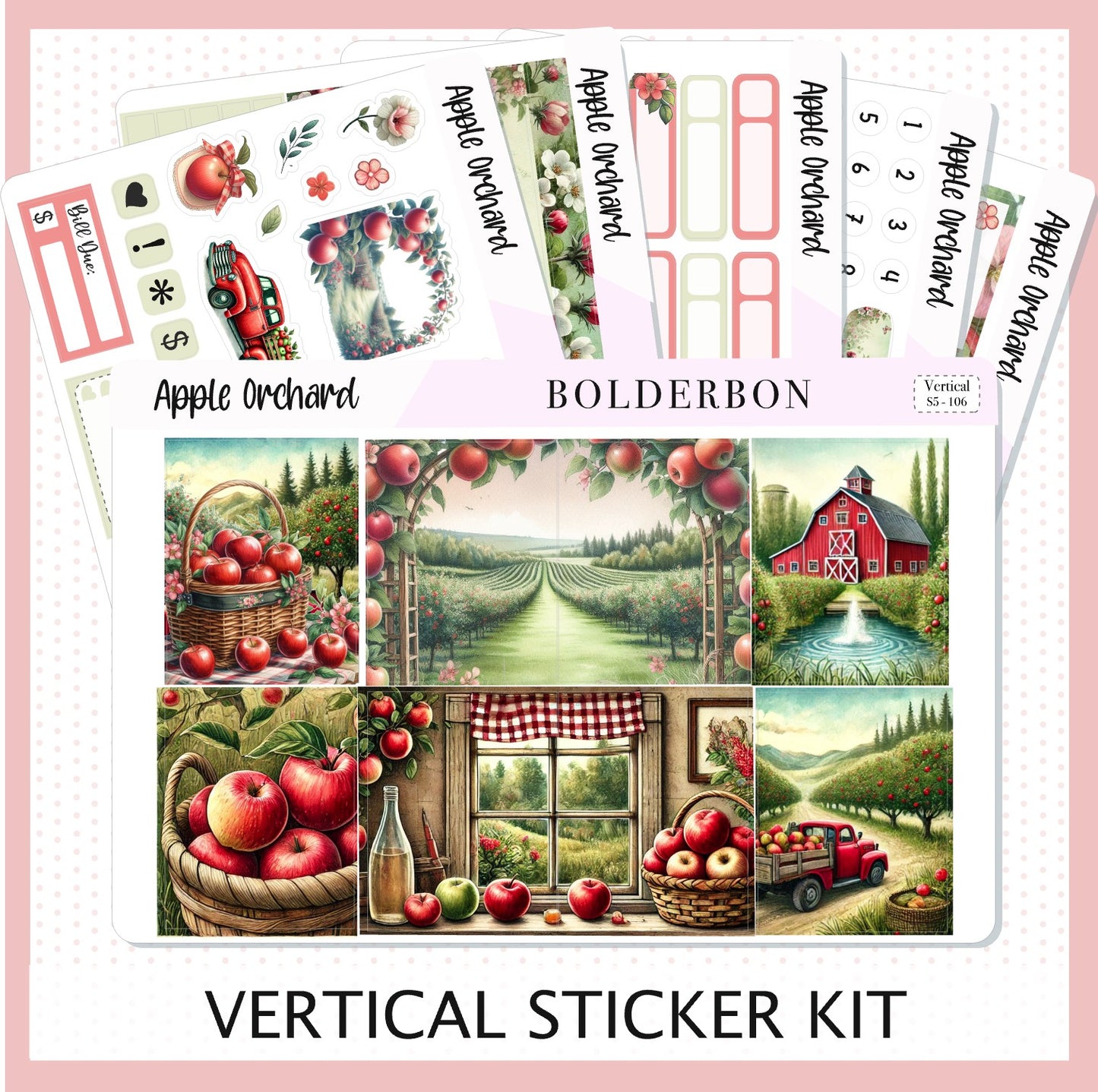 APPLE ORCHARD || 7x9 Vertical Planner Sticker Kit