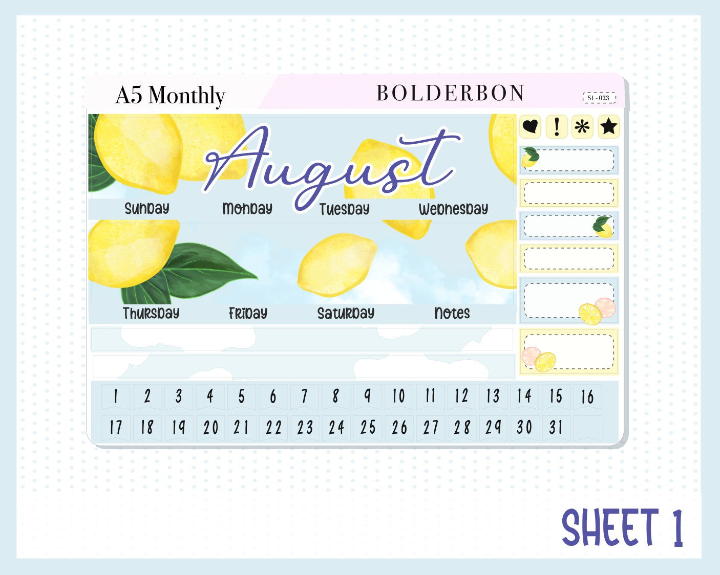 AUGUST A5 MONTHLY || Planner Sticker Kit