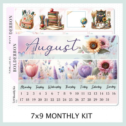 AUGUST 7x9 Monthly Sticker Kit || Academia