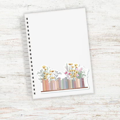 FLORAL BOOKSHELF sticker || Book Lover Gift, Perfect for Writer, Author, Planners, Laptops, Journals, Scrapbooking and Craft Projects