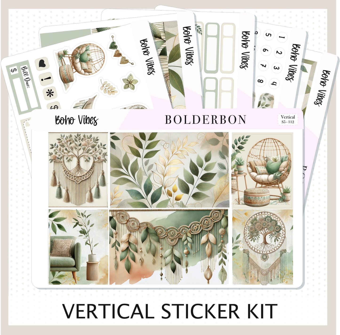 BOHO VIBES || 7x9 Vertical Planner Sticker Kit