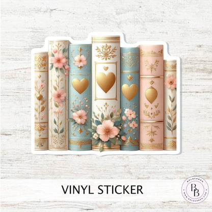 Vintage Floral Bookshelf Vinyl Sticker || Book Lover Vinyl Sticker, Unique Bookish Gift - Perfect for Planners, Journals, laptops and More!