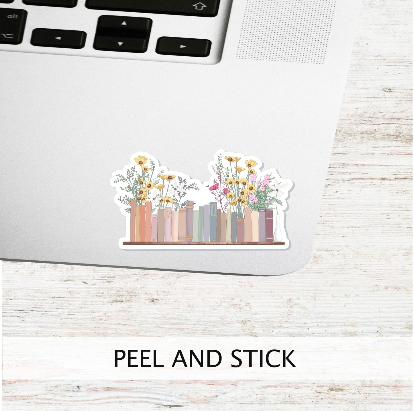 FLORAL BOOKSHELF sticker || Book Lover Gift, Perfect for Writer, Author, Planners, Laptops, Journals, Scrapbooking and Craft Projects