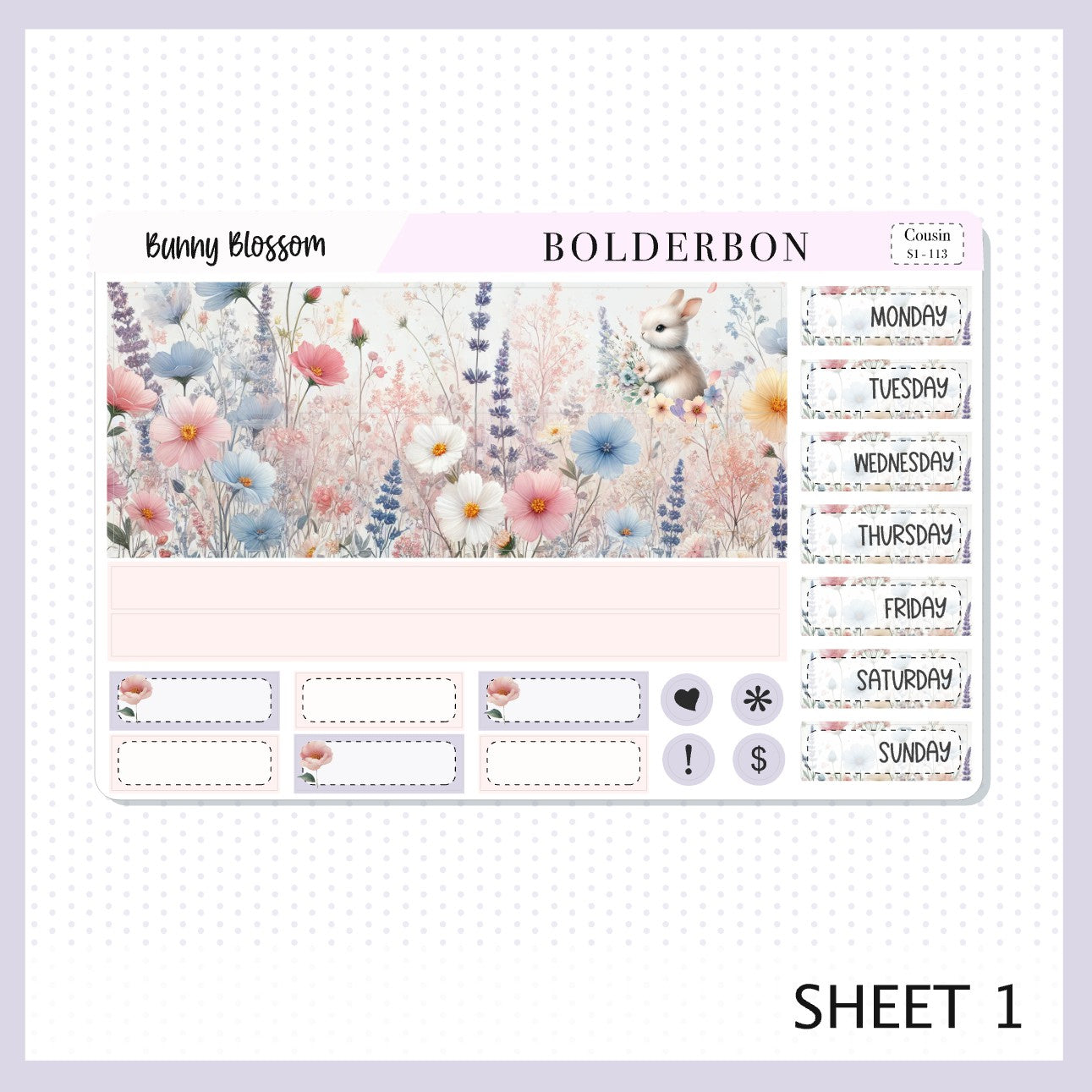 BUNNY BLOSSOM Hobonichi Cousin || Springtime, Pastel Aesthetic, A5 Planner Sticker Kit