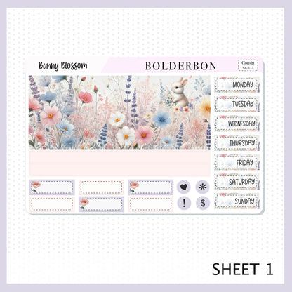 BUNNY BLOSSOM Hobonichi Cousin || Springtime, Pastel Aesthetic, A5 Planner Sticker Kit