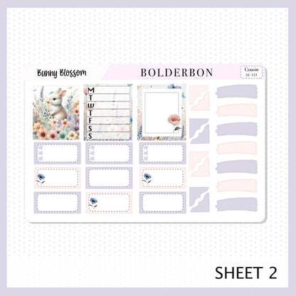 BUNNY BLOSSOM Hobonichi Cousin || Springtime, Pastel Aesthetic, A5 Planner Sticker Kit