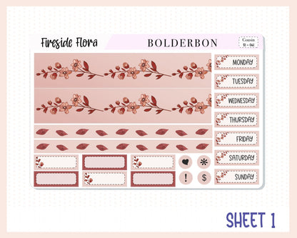 FIRESIDE FLORA Hobonichi Cousin || Weekly Planner Sticker Kit Hand Drawn