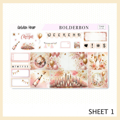 GOLDEN HOUR Hobonichi Cousin || New Year, Planner Sticker Kit,