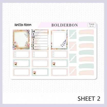 WRITTEN BLOOM Hobonichi Cousin || Springtime, Pastel Aesthetic, A5 Planner Sticker Kit