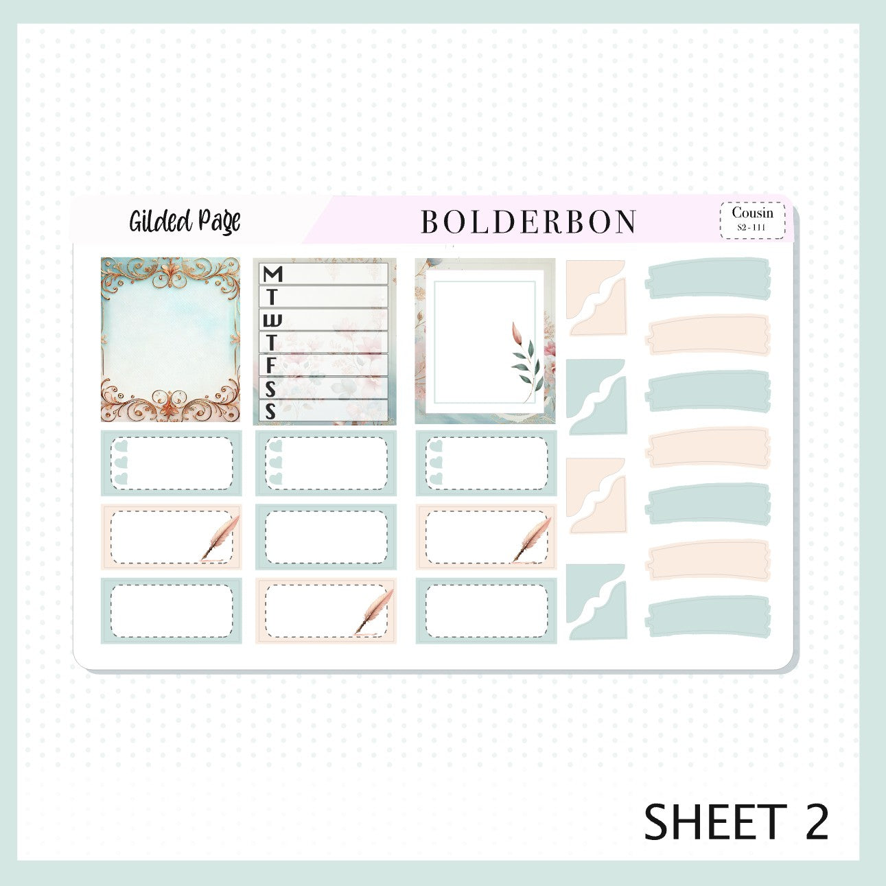 GILDED PAGE Hobonichi Cousin || Bookish, Planner Sticker Kit