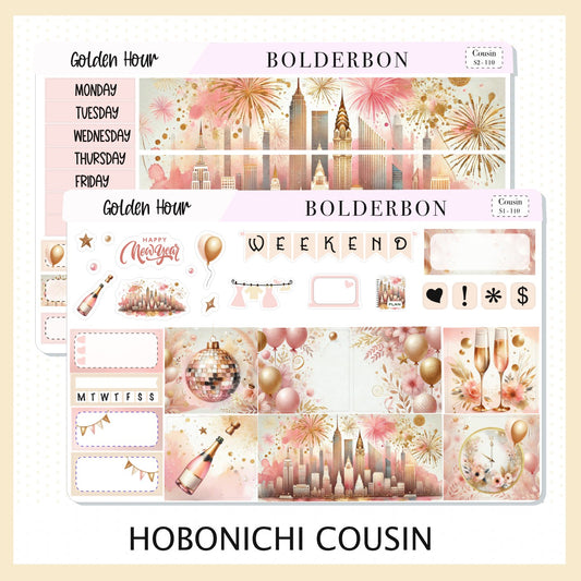 GOLDEN HOUR Hobonichi Cousin || New Year, Planner Sticker Kit,