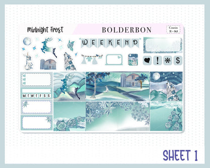 MIDNIGHT FROST Hobonichi Cousin || Weekly Planner Sticker Kit Hand Drawn, Winter