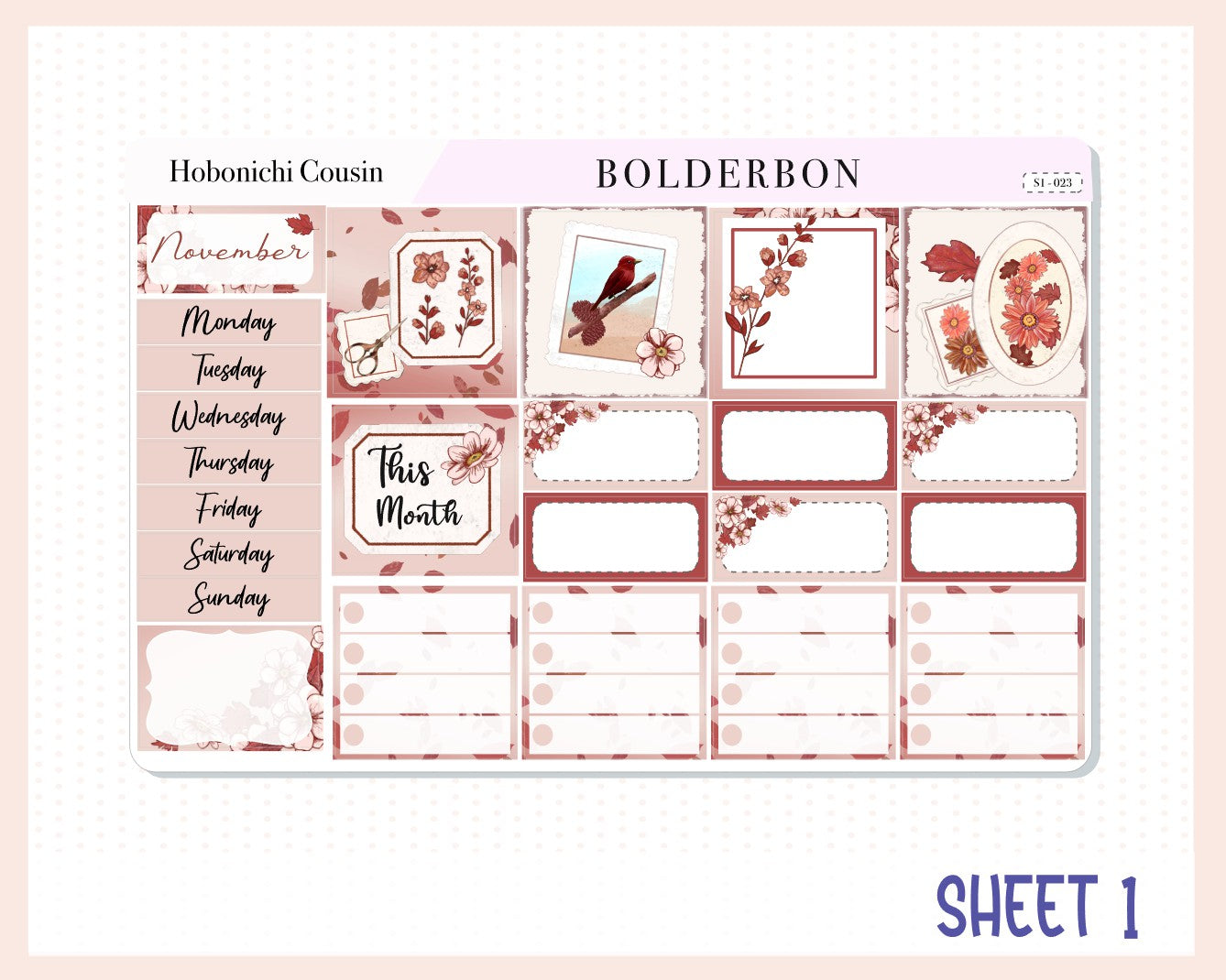 NOVEMBER Hobonichi Cousin and A5 Day Free || Monthly Planner Sticker Kit