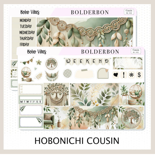 BOHO VIBES Hobonichi Cousin || Aesthetic, A5 Planner Sticker Kit