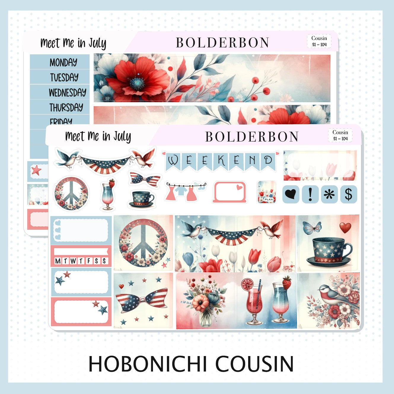 MEET ME IN JULY Hobonichi Cousin || Planner Sticker Kit