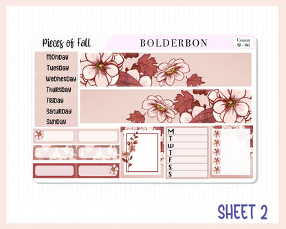 PIECES OF FALL Hobonichi Cousin || Weekly Planner Sticker Kit Hand Drawn