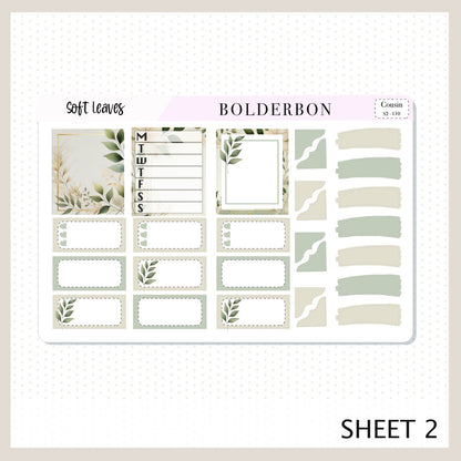 SOFT LEAVES Hobonichi Cousin || Aesthetic, A5 Planner Sticker Kit