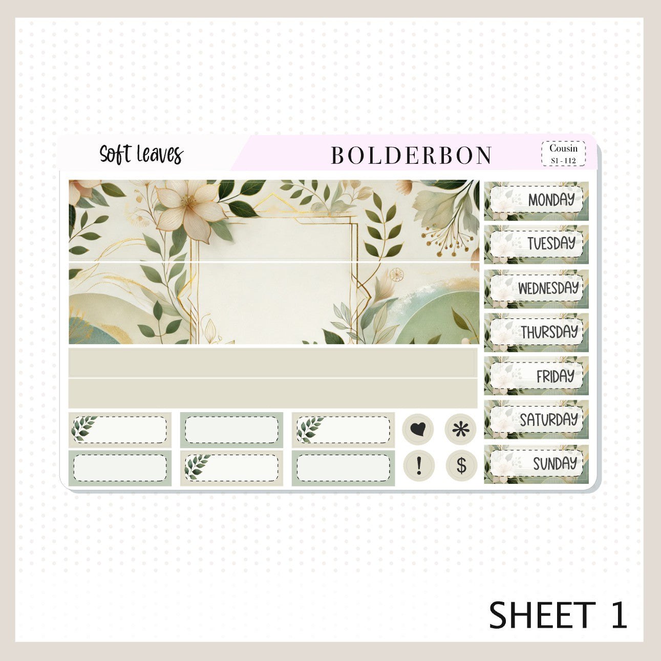 SOFT LEAVES Hobonichi Cousin || Aesthetic, A5 Planner Sticker Kit