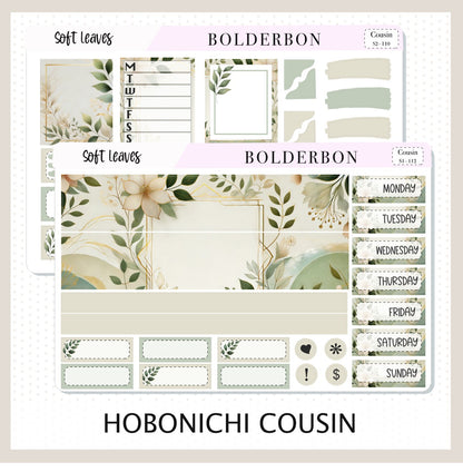 SOFT LEAVES Hobonichi Cousin || Aesthetic, A5 Planner Sticker Kit