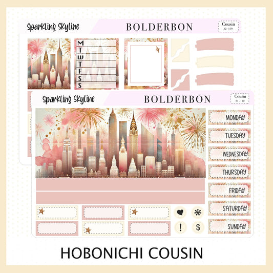 SPARKLING SKYLINE Hobonichi Cousin || New Year, Planner Sticker Kit,