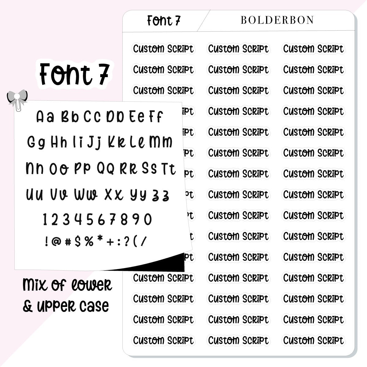 CUSTOM SCRIPT Text Stickers || 45+ Word Font Matte White or Clear Sticker Paper