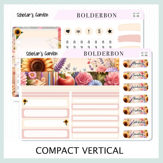 SCHOLAR'S GARDEN "Compact Vertical" || A5 Planner Sticker Kit