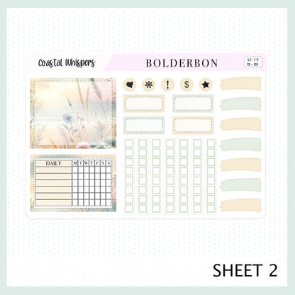 COASTAL WHISPERS "Compact Vertical" || A5 Planner Sticker Kit