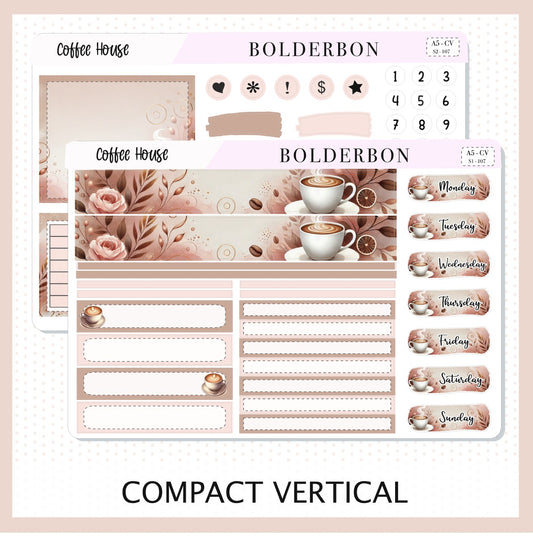 COFFEE HOUSE "Compact Vertical" || A5 Planner Sticker Kit