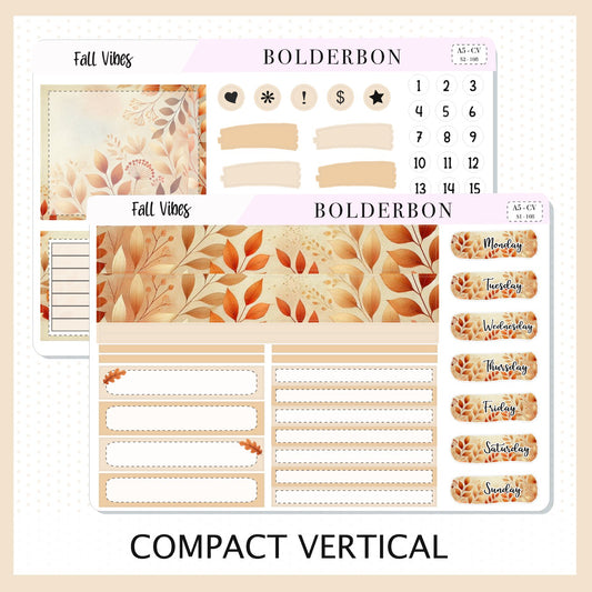 FALL VIBES "A5 Compact Vertical" || Planner Sticker Kit