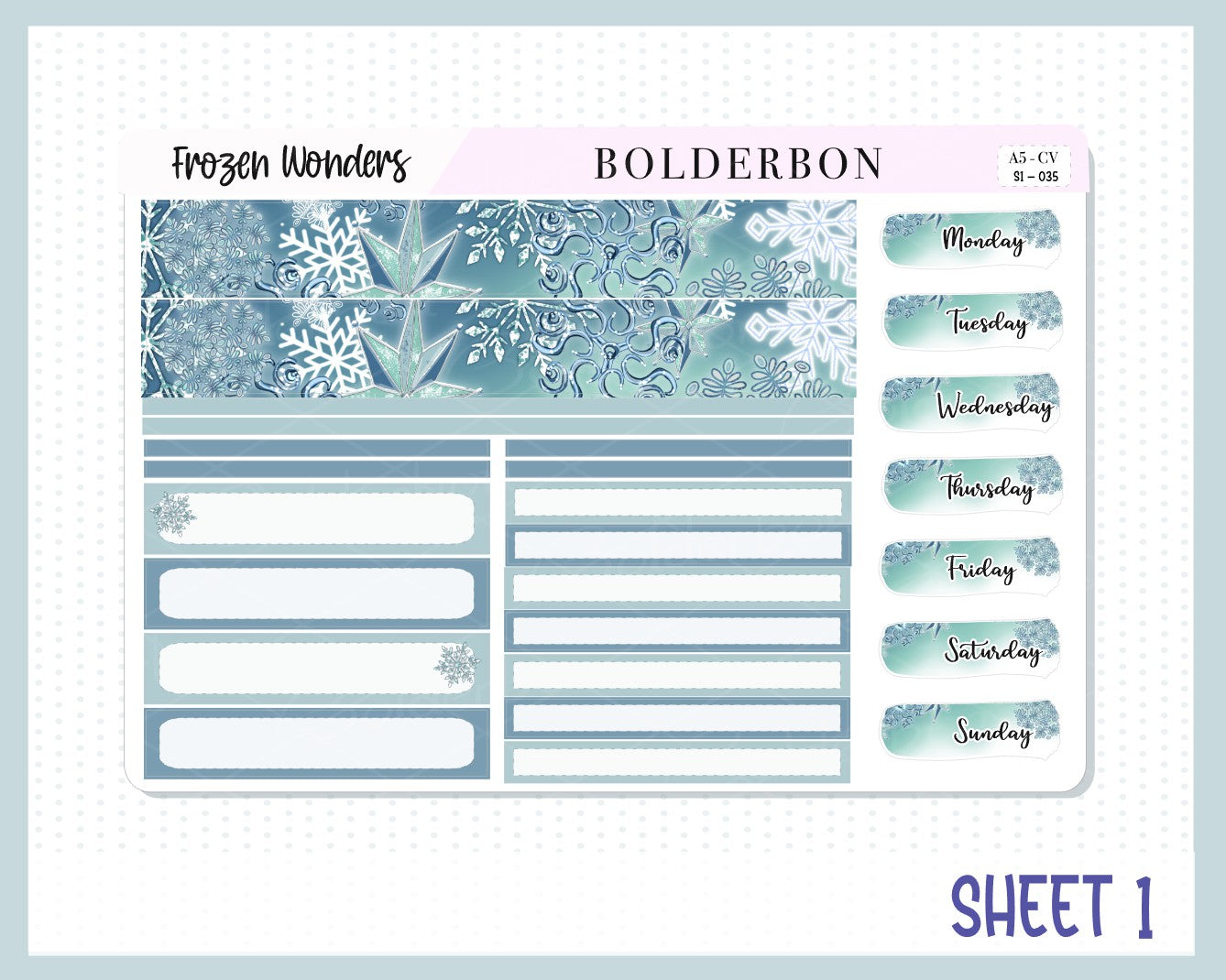 FROZEN WONDERS "Compact Vertical" || A5 Planner Sticker Kit, Winter