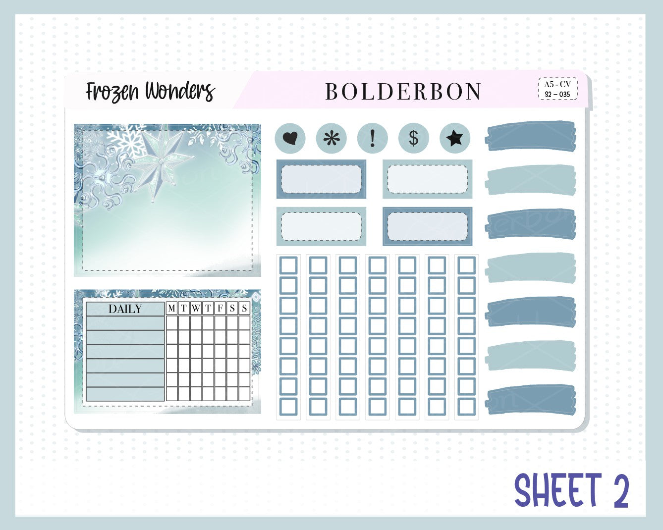 FROZEN WONDERS "Compact Vertical" || A5 Planner Sticker Kit, Winter