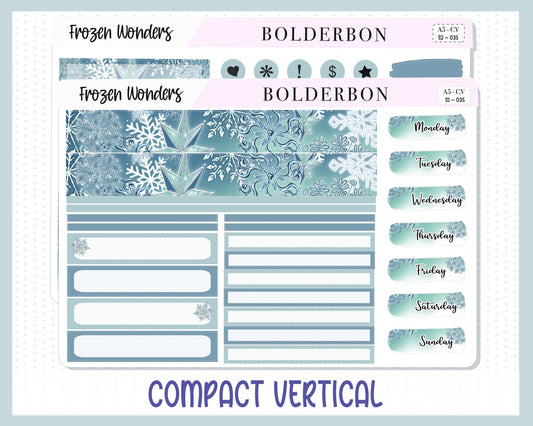 FROZEN WONDERS "Compact Vertical" || A5 Planner Sticker Kit, Winter