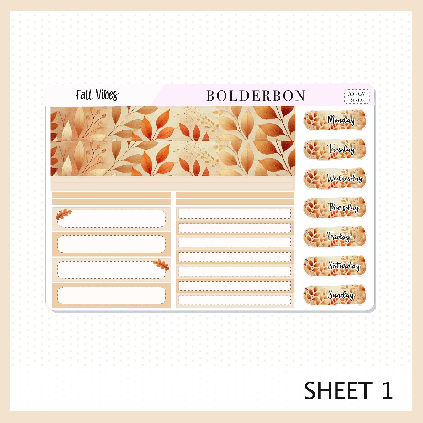 FALL VIBES "A5 Compact Vertical" || Planner Sticker Kit