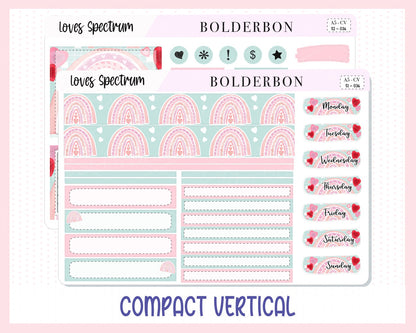 LOVES SPECTRUM "Compact Vertical" || A5 Planner Sticker Kit, Valentine's, Love