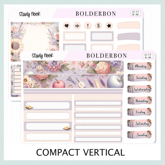 STUDY NOOK "Compact Vertical" || A5 Planner Sticker Kit