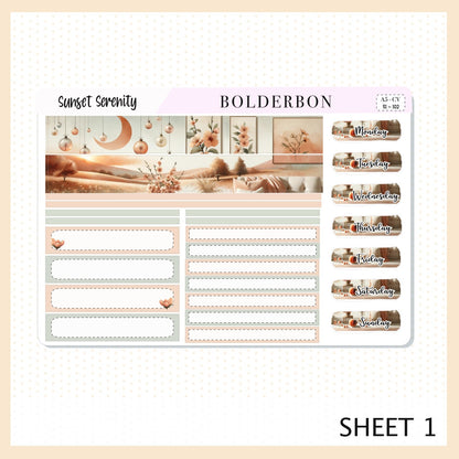 SUNSET SERENITY "Compact Vertical" || A5 Planner Sticker Kit