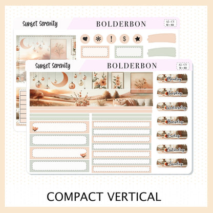 SUNSET SERENITY "Compact Vertical" || A5 Planner Sticker Kit