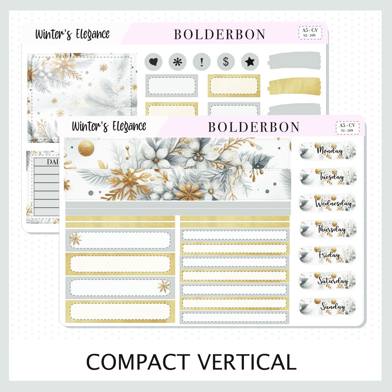 WINTER'S ELEGANCE "A5 Compact Vertical" || Planner Sticker Kit