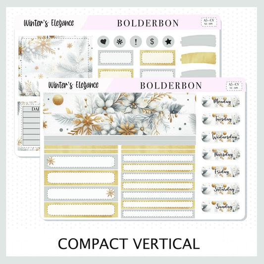 WINTER'S ELEGANCE "A5 Compact Vertical" || Planner Sticker Kit