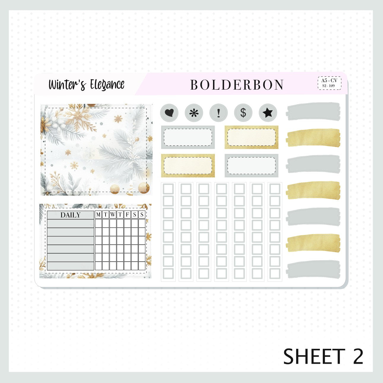 WINTER'S ELEGANCE "A5 Compact Vertical" || Planner Sticker Kit