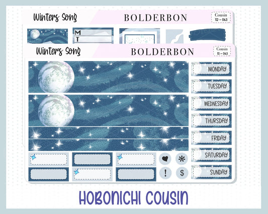 WINTERS SONG Hobonichi Cousin || Weekly Planner Sticker Kit Hand Drawn, Winter